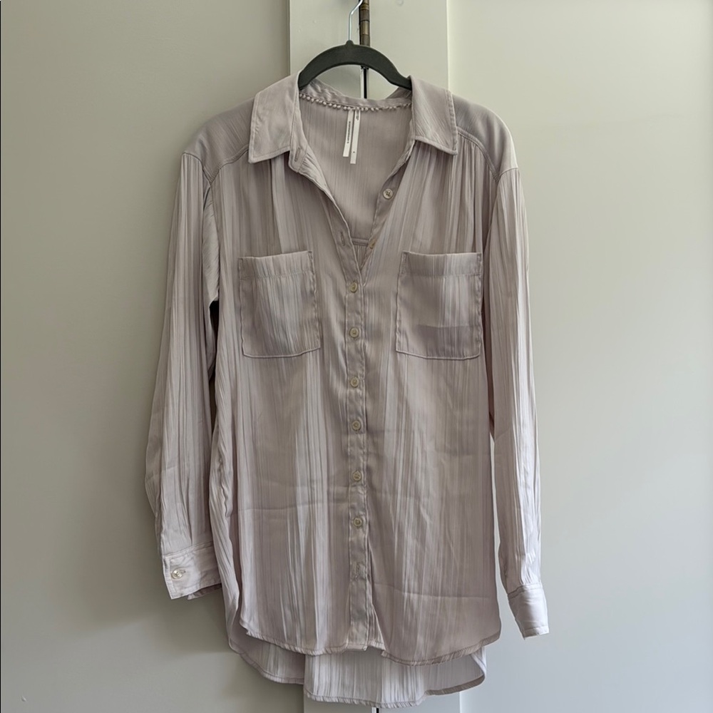 Anthropologie Light purplish Gray Button-Up Blouse